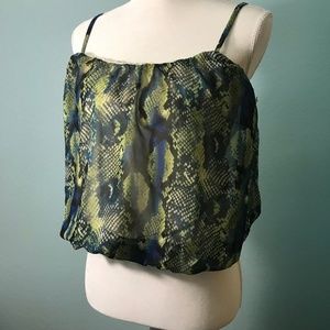 ark & co blue/green snakeskin print crop top, S